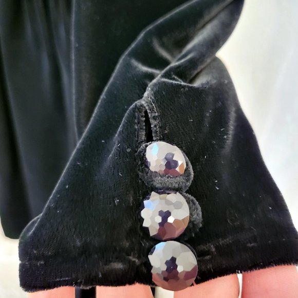 RARE Vintage Valentino Black Velvet Midi Dress, Italian size 44 - Picture 10 of 15